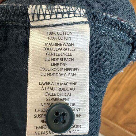 Beach Lunch Lounge Shirt Womens Large Plaid Long Sleeve Fringe, Back Slit Grunge - Picture 6 of 8